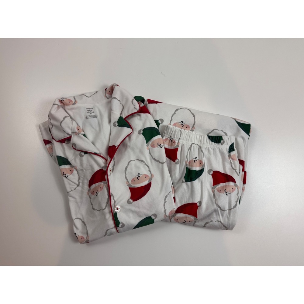 Carters Womens Pajama Set Santa Claus Print Long Sleeve‎ Top Pants Size 9
